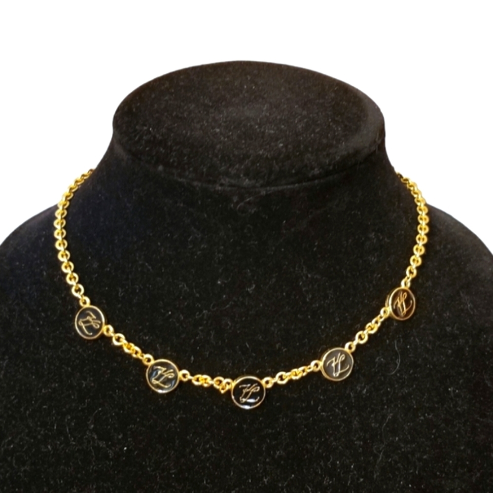 ❗Karl Lagerfeld Vintage Enamel Logo Station Necklace❗